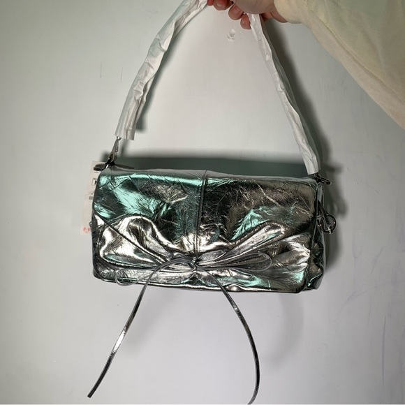 ZARA NWT METALLIC GATHERED BOW SHOULDER BAG REF 6800/410 - Picture 5 of 11